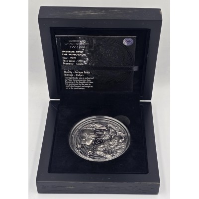 THESEUS AND MINOTAUR 3 Oz Silver Coin 20$ Palau 2021