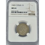 CYPRUS 1 SHILLING COIN 1949 UNC NGC MS64 WORLD COINS