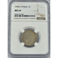 CYPRUS 1 SHILLING COIN 1949 UNC NGC MS64