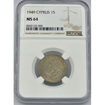 CYPRUS 1 SHILLING COIN 1949 UNC NGC MS64