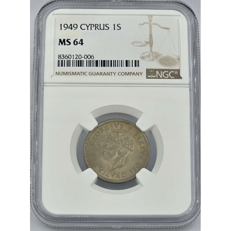 CYPRUS 1 SHILLING COIN 1949 UNC NGC MS64 WORLD COINS