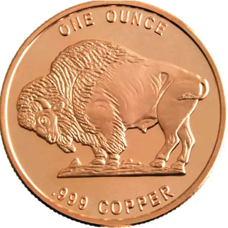 Indian Head with Buffalo 1 oz 999 Fine Copper coin round GOLD AND SILVER BULLION