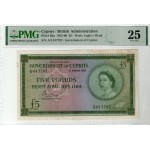 CYPRUS 5 POUND 1957 QUEEN ELIZABETH QEII p35a VERY RARE PMG 25 WORLD BANKNOTES