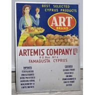 Cyprus Vintage Cardboard AD Sign Artemis Calendar 1972 famagusta