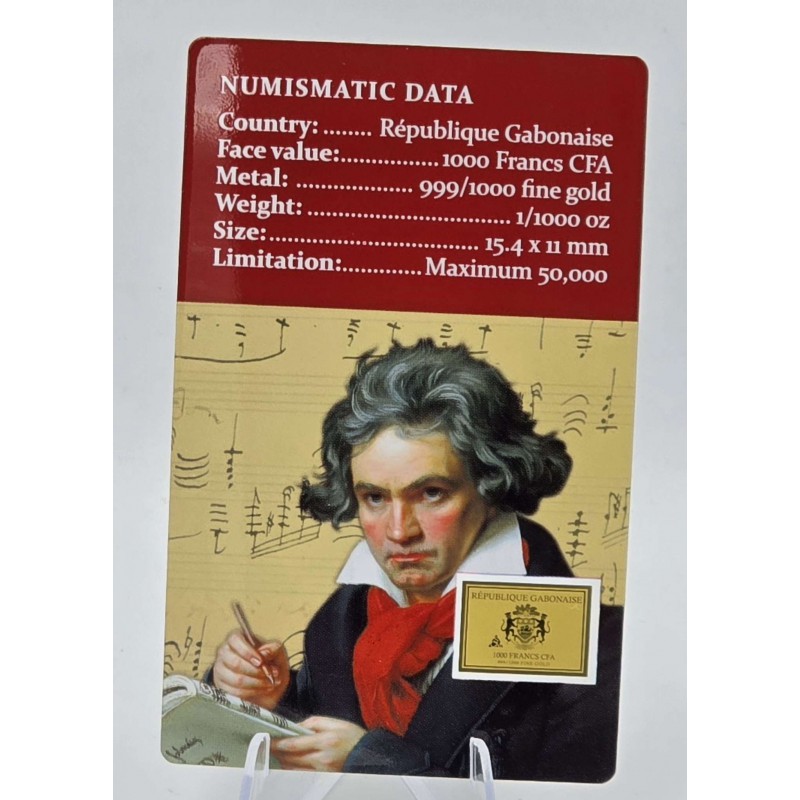 Beethoven Classical Composer 1/1000 Oz Gold Coin card GOLD AND SILVER BULLION