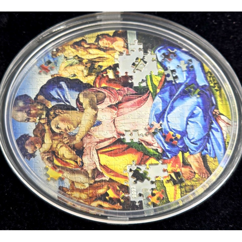 DONI TONDO Michelangelo Micropuzzle Treasures 3 Oz Silver Coin Palau 2023 GOLD AND SILVER BULLION