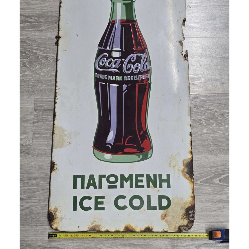 Cyprus Vintage Coca Cola Rare Enamel Advertising Sign 1951 ANTIQUES & OTHER COLLECTIBLES