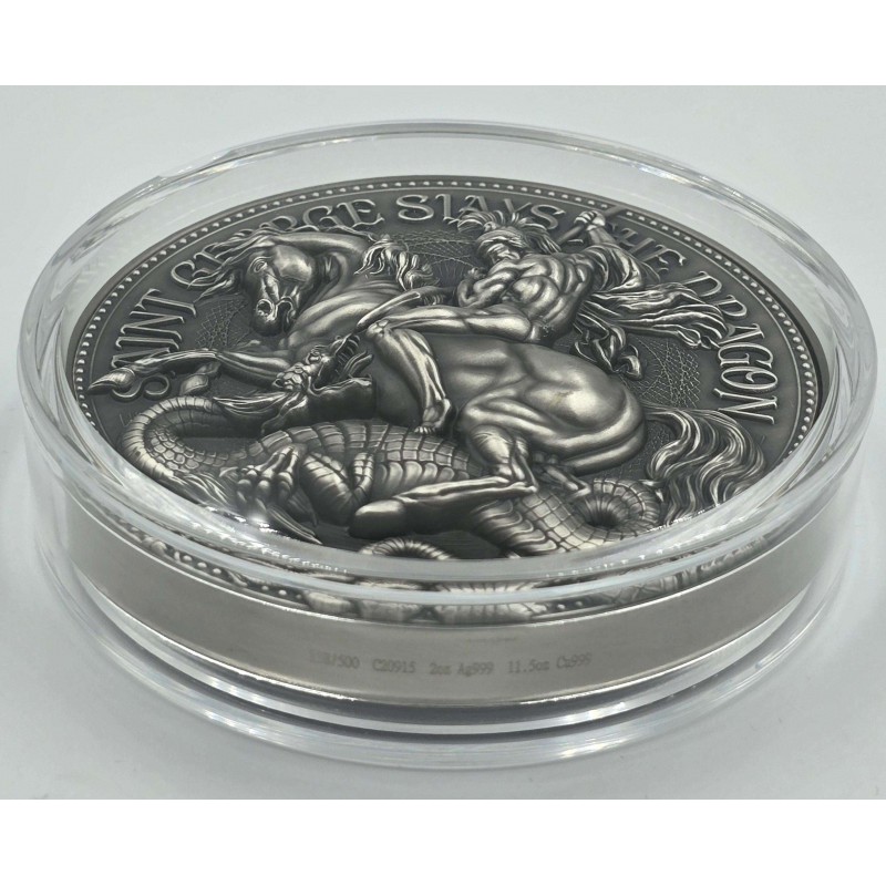 Chad 2 oz SILVER COIN SAINT GEORGE SLAYS THE DRAGON 2021 GOLD AND SILVER BULLION