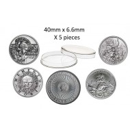 Coin capsules for 2 oz silver - intaglio mint 40mm X 6,6mm Pack of 5
