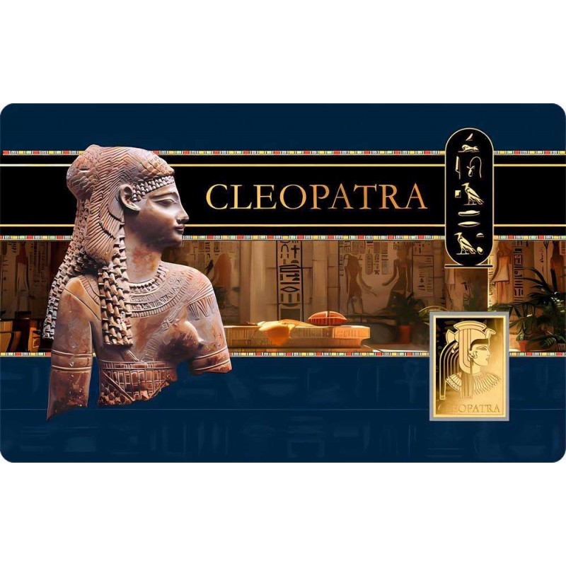 CLEOPATRA 1/1000 Oz .999 Gold in Coin card 3000 Francs Chad 2024 GOLD AND SILVER BULLION
