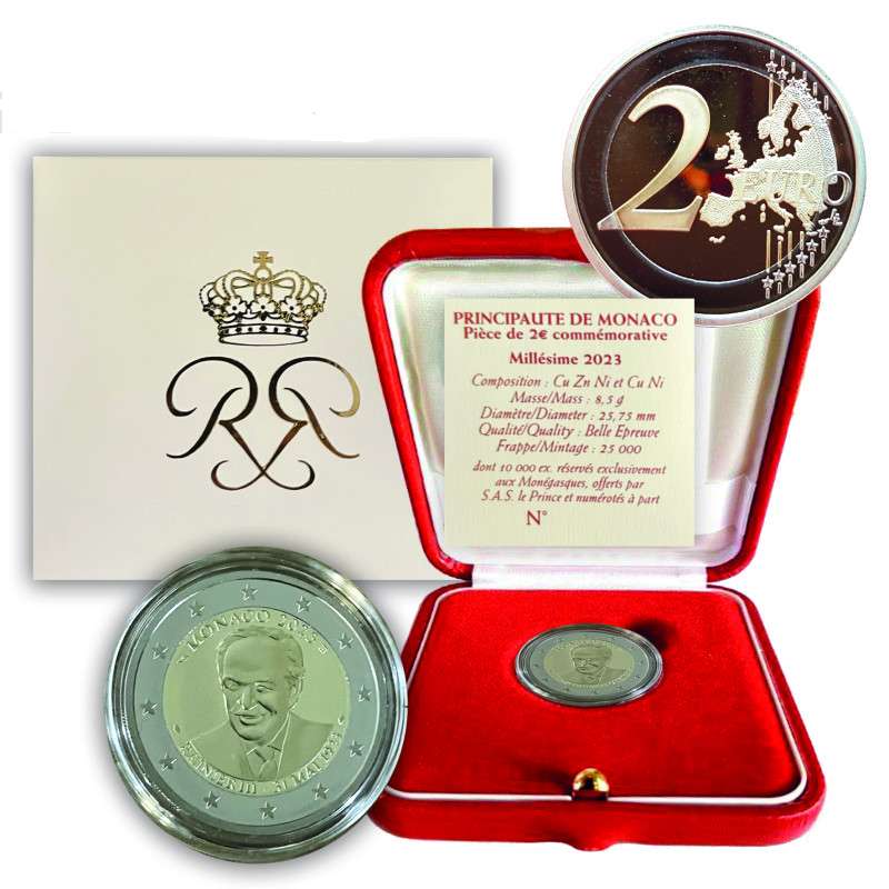 Monaco 2 euro 2023 Prince Rainier III Proof BE coin WORLD COINS