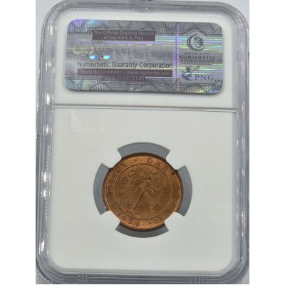 Ceylon Cent 1926 KGV Red UNC coin NGC MS65 RD