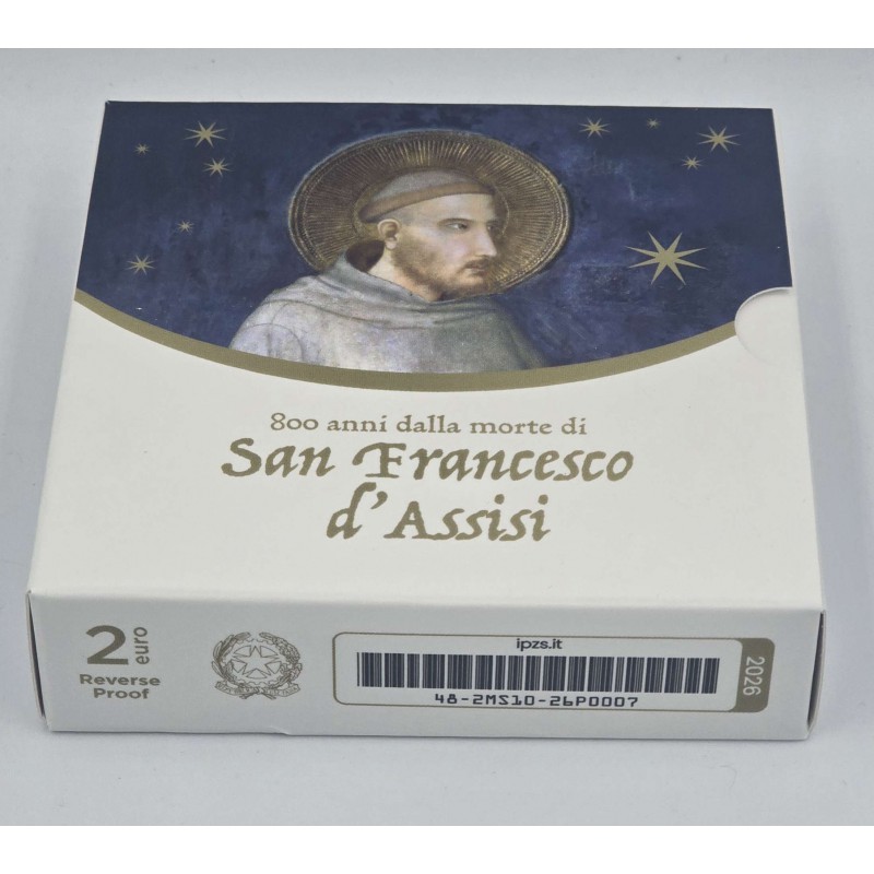 Italy 2 Euro coin St. Francis of Assisi 2026 REVERSE Proof BE WORLD COINS