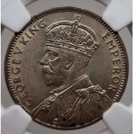 Mauritius 1/2 Rupee Silver coin 1934 NGC AU58