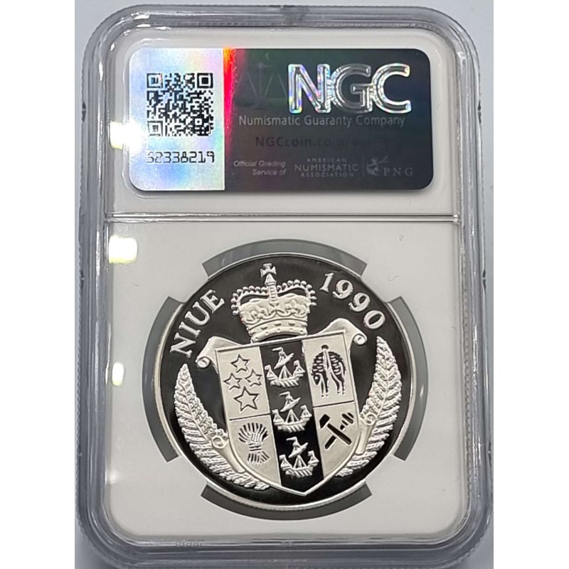 NIUE FOOTBALL WORLD CUP ITALY 1990 SILVER COIN NGC PF68 UCA WORLD COINS