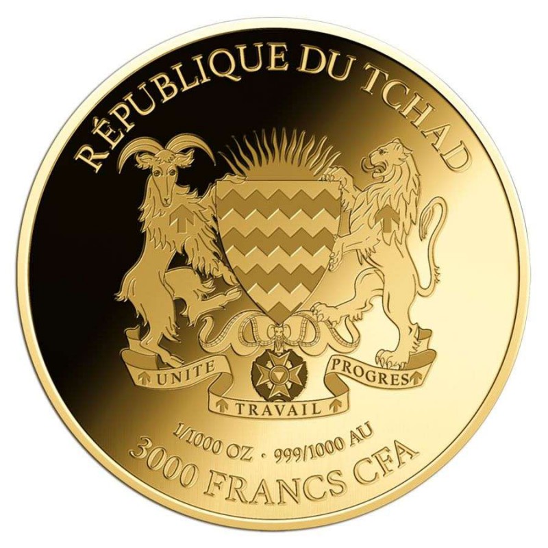 AFRICAN LEOPARD 1/1000 Oz Gold Coin 3000 Francs Chad 2024 GOLD AND SILVER BULLION