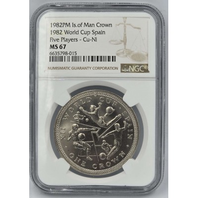 ISLE OF MAN 1982 CROWN SPAIN WORLD CUP NGC MS 67 POP 1