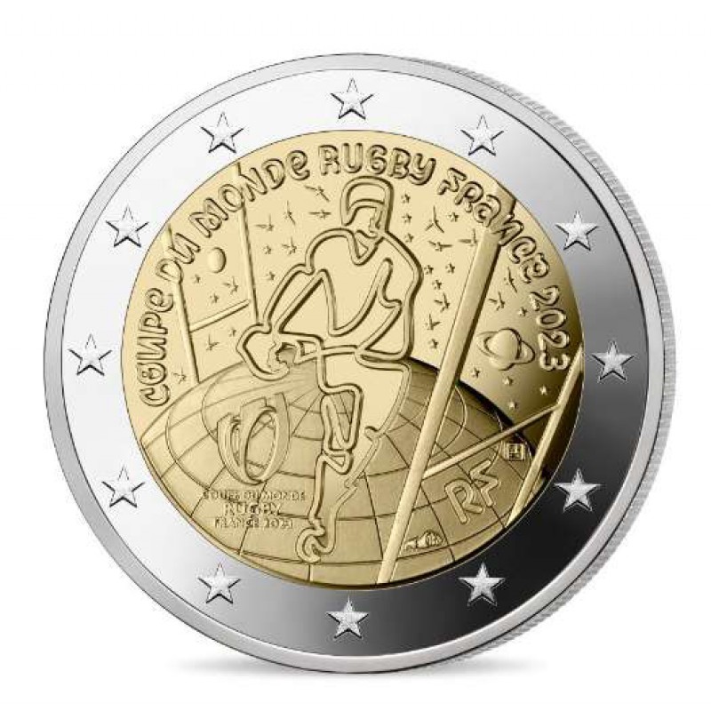 FRANCE 2023 2 Euro Commemorative COIN Rugby World Cup BU WORLD COINS