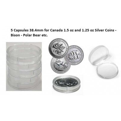 Coin Capsules 38.4mm for Canada 1.5 oz and 1.25 oz Silver Coins - Bison - Polar Bear