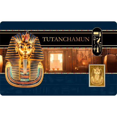 TUTANCHAMUN 1/1000 Oz .999 Gold in Coin card 
