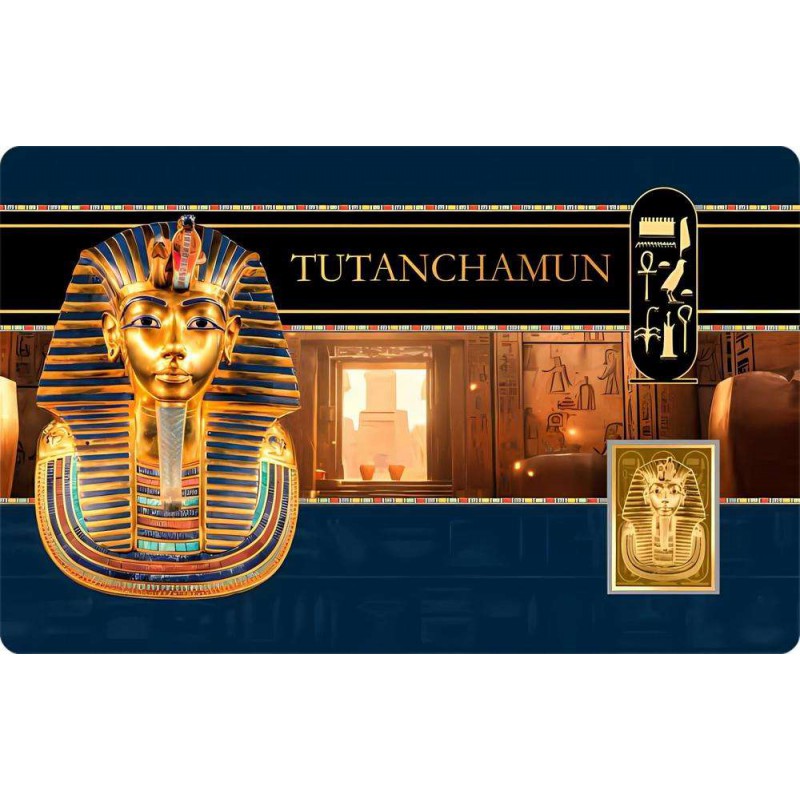 TUTANCHAMUN 1/1000 Oz .999 Gold in Coin card GOLD AND SILVER BULLION