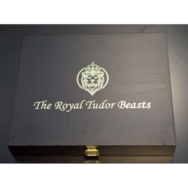 WOODEN CASE Box Royal Tudor Beasts Series 2 Oz Display 10 Silver Coins Holder GOLD AND SILVER BULLION