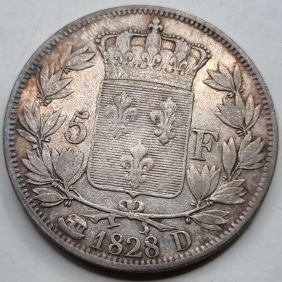 France Charles X Silver 5 Francs coin 1828 D RARE