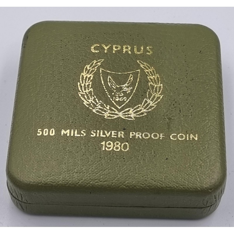 CYPRUS 1980 SILVER PROOF 500 MILS COIN MOSCOW OLYMPIC GAMES BOX+COA WORLD COINS