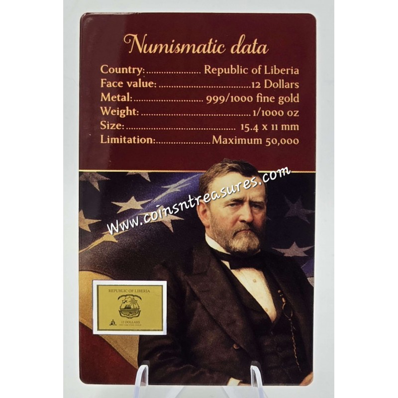 Presidents of the USA Ulysses S. Grant 1/1000 Oz Gold Coin GOLD AND SILVER BULLION