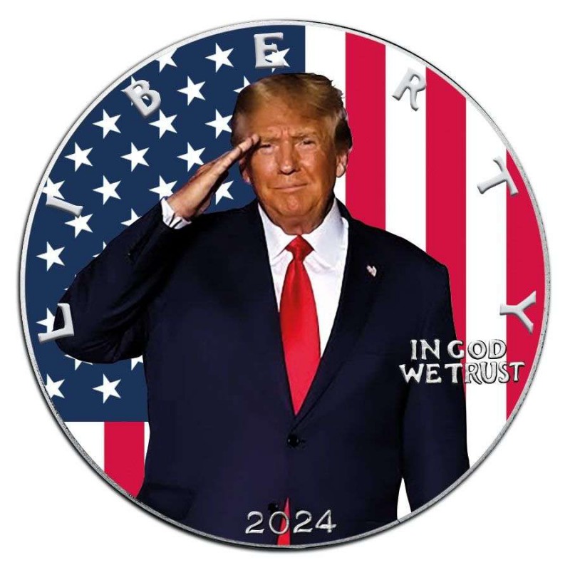 Trump Army 2024 1 oz American Silver Eagle Colorized Coin GOLD AND SILVER BULLION