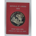 Liberia 1973 Silver Proof coin US mint Elephant WORLD COINS