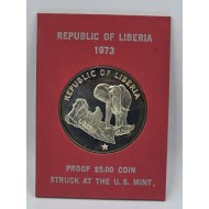 Liberia 1973 Silver Proof coin US mint Elephant