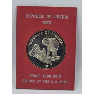 Liberia 1973 Silver Proof coin US mint Elephant