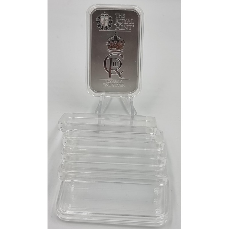 Rectangular Coin Capsules 29 x 50mm for 1 oz ROYAL MINT silver bar 5 PIECES GOLD AND SILVER BULLION