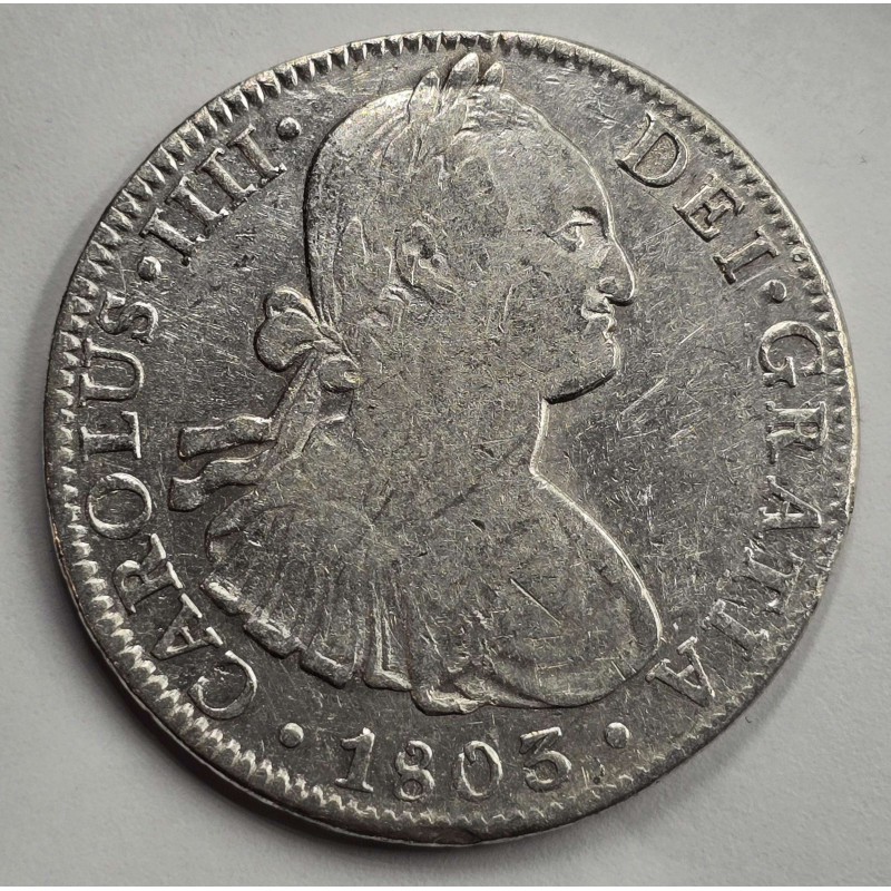 MEXICO 8 REALES SILVER COIN CAROLUS IIII 1803 WORLD COINS