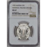 AUSTRIA 1955 SILVER 25 SCHILLING VIENNA THEATER NGC MS67 WORLD COINS