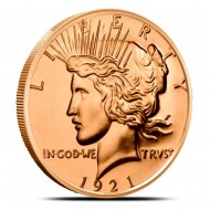 1 oz 999 Peace Dollar 1921 Fine Copper Round coin