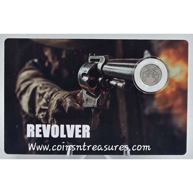 Revolver 2026 Liberia 1/1000 oz Platinum Coin in Card GOLD AND SILVER BULLION