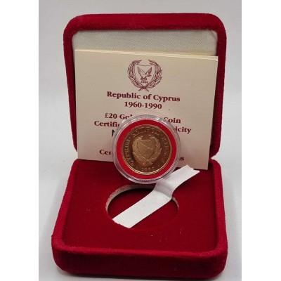 CYPRUS 1990 GOLD PROOF COIN 30th Anniversary