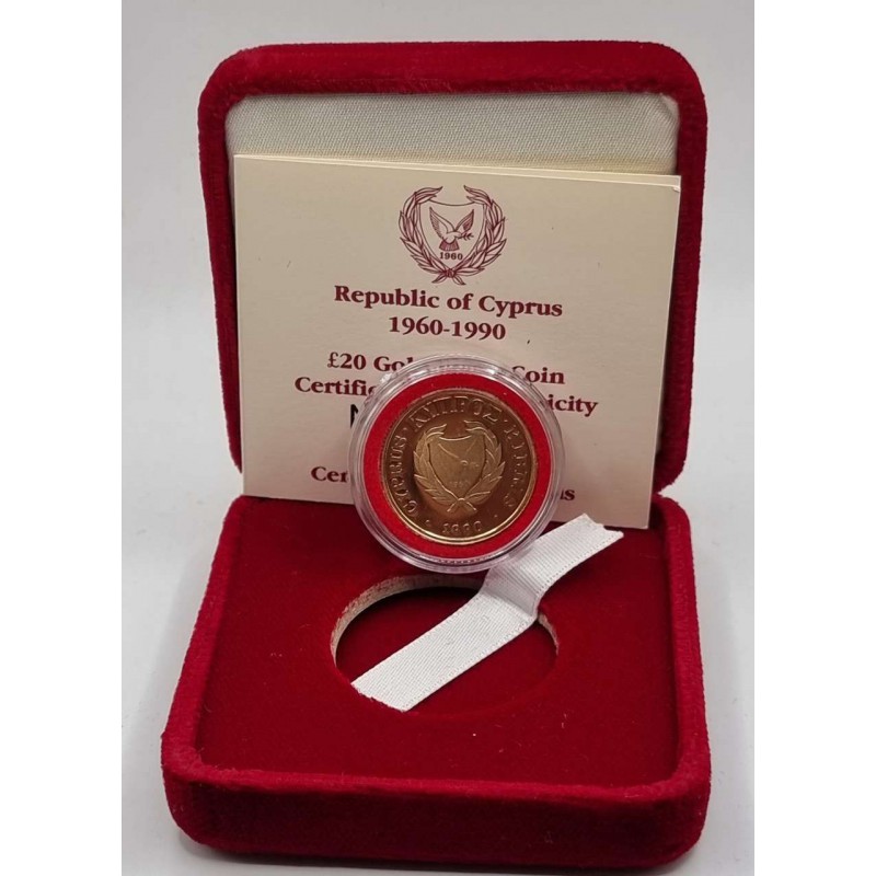CYPRUS 1990 GOLD PROOF COIN 30th Anniversary WORLD COINS
