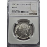 British India Silver 1 rupee 1840 Victoria NGC MS62 WORLD COINS