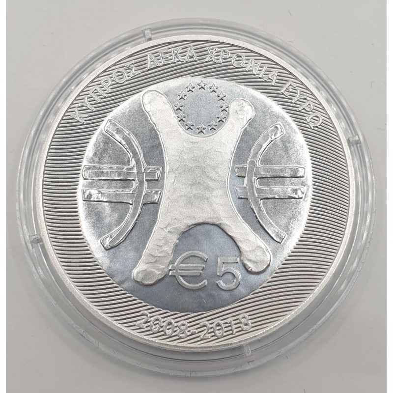 CYPRUS 2018 SILVER PROOF 5 EURO 10 years EURO ANCIENT TALENT WORLD COINS
