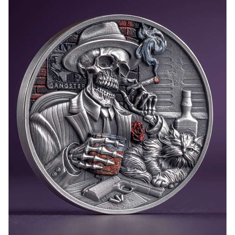 GANGSTER Memento Mori 1 Oz Silver Coin 5 Cedis Ghana 2025 GOLD AND SILVER BULLION