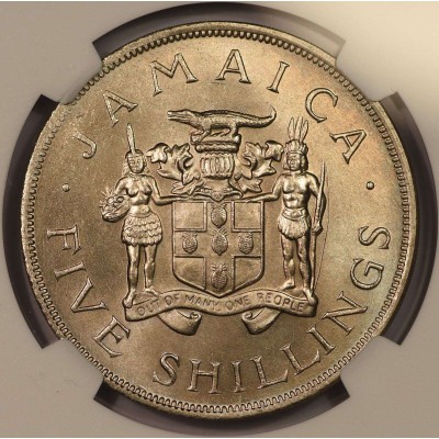 JAMAICA 5 SHILLINGS COIN 1966 GAMES NGC MS66