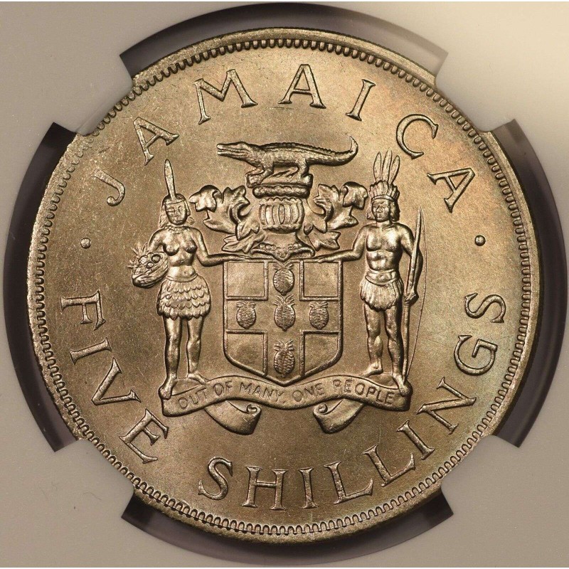 JAMAICA 5 SHILLINGS COIN 1966 GAMES NGC MS66 WORLD COINS