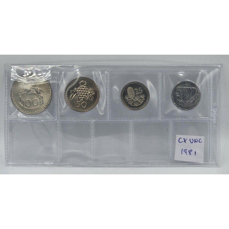 CYPRUS 1981 BU UNC COMPLETE YEAR MILS COIN SET WORLD COINS