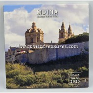 Malta 2025 set with Commemorative 2 Euro Walled Cities Mdina Blister