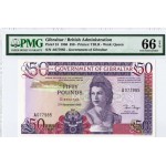 GIBRALTAR 1986 50 POUNDS QEII P24 PMG 66 EPQ BANKNOTE QUEEN ELIZABETH II WORLD BANKNOTES