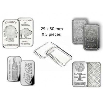 Rectangular Coin Capsules 29 x 50mm for 1 oz buffalo Aztec coca cola silver bars 5 PIECES