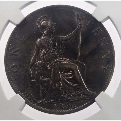 GREAT BRITAIN UK 1896 PENNY COIN NGC MS 62 QUEEN VICTORIA